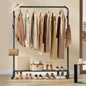Guarda roupa com rodas 41 x 103,5 x 155 cm Preto