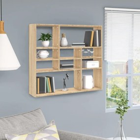 vidaXL Estante de parede 90x16x78 cm contraplacado carvalho sonoma