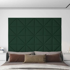 vidaXL Painel de parede 12 pcs 30x30 cm tecido 0,54 m² verde-escuro