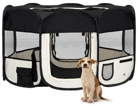vidaXL Parque dobrável p/ cão c/ saco de transporte 145x145x61cm preto