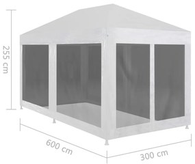 Tenda para festas com 6 paredes laterais em rede 6x3 m