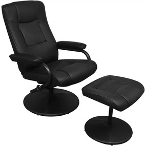 vidaXL Poltrona de TV c/ repousa pés couro artificial preto