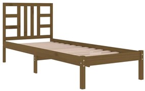 Estrutura de cama 100x200 cm madeira maciça castanho mel