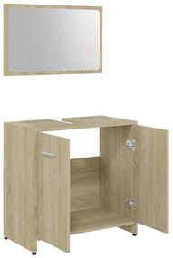 Conjunto móveis casa de banho derivados madeira carvalho sonoma