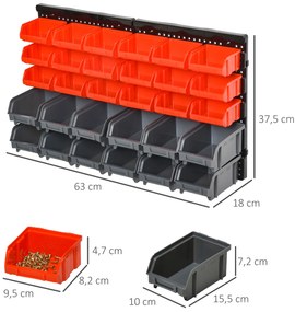 DURHAND Organizador de parafusos e ferragens para parede Caixas 2 Tamanhos 37,5x18x95,5