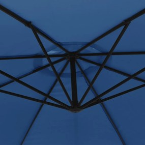 Guarda-sol de jardim cantilever c/ poste alumínio 350 cm azul