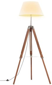 Candeeiro de chão tripé 141 cm teca maciça castanho mel/branco