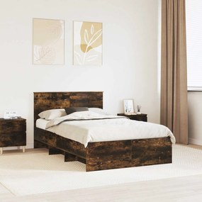 vidaXL Estrutura da Cama com cabeceira Carvalho Defumado 137 x 203 cm