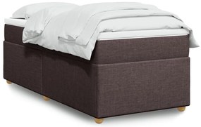 vidaXL Cama com molas/colchão 90x200 cm tecido castanho-escuro