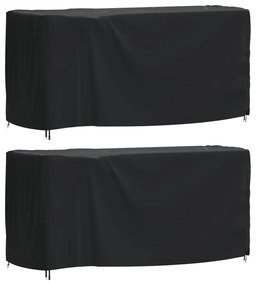 Capas móveis de jardim 2pcs 180x70x90 cm impermeável 420D preto