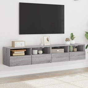 vidaXL Móveis parede p/ TV 2pcs 80x30x30cm deriv. madeira cinza sonoma
