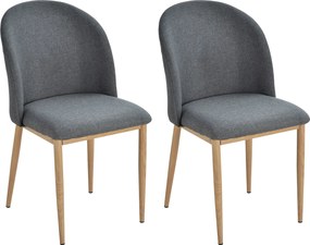 HOMCOM Conjunto de 2 Cadeiras para Mesa de Jantar Cadeira de Cozinha Estofadas em Tecido Pés de Metal 50x58x85 cm Cinza | Aosom Portugal
