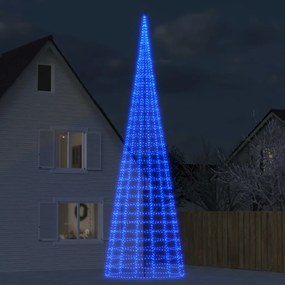Árvore de Natal LED no mastro 3000 LEDs Azul 800 cm