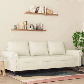 vidaXL Sofá de 3 lugares 180 cm veludo cor creme