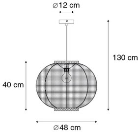 Candeeiro suspenso oriental castanho 48 cm - Rob Oriental