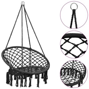 93156 vidaXL Cadeira de baloiço em rede 80 cm antracite