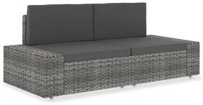 49525 vidaXL Sofá seccional de 2 lugares vime PE cinzento