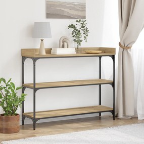 Mesa de Console vidaXL Carvalho Artisan 100x30x80 cm Madeira Engineered e Aço