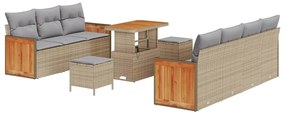 Conjunto de Sofá de Jardim vidaXL de 10 Peças com Almofadas Bege Ratta