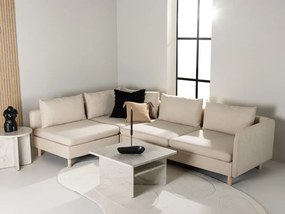 Sofá de canto Ophflou 102, Bege, 295x195x83cm, 101.5 kg, Pernas: Madeira, Madeira: Borracha