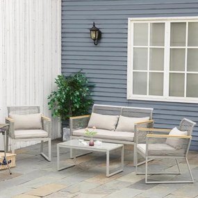 Conjunto Lounge Madalena em Vime - 2 Cadeiras, 1 Sofá e 1 Mesa - Desig