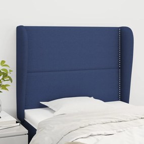 Cabeceira de cama c/ abas tecido 93x23x118/128 cm azul