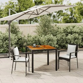 vidaXL 3 pcs conjunto de jantar p/ jardim c/ almofadões vime PE preto