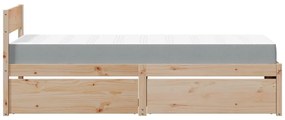 Cama com gavetas e colchão 90x200 cm madeira de pinho maciça