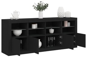Aparador com luzes LED 163x37x67 cm preto