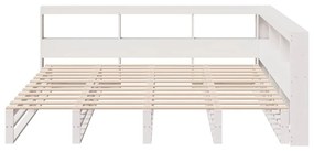 Cama com estante sem colchão 180x200 cm pinho maciço branco