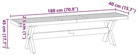 Banco de jantar NOAIN pernas forma X 180x40x45 cm pinho maciço
