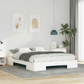 vidaXL Estrutura de cama de chão Branco Madeira de pinho maciça