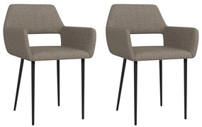 vidaXL Cadeiras de jantar 2 pcs tecido cinzento-acastanhado