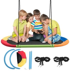 Baloiço de árvore crianças oval com cordas multicamadas ajustáveis em altura 150 x 80 cm Multicolor