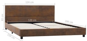 Estrutura de cama 120x200 cm camurça artificial castanho