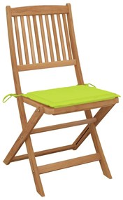 Cadeiras de jardim dobráveis 8 pcs c/ almofadões acácia maciça