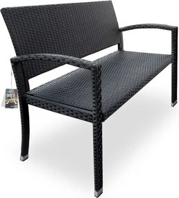 Banco de jardim Polyrattan 122x58x87cm Preto