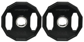 SPORTNOW Conjunto de 2 Discos de Pesos Olimpicos 10kg Ferro Fundido Placas de Peso com Orifício de 5cm Ø32x4 cm Preto | Aosom Portugal