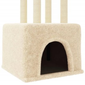 Árvore para gatos c/ postes arranhadores sisal 133,5 cm creme