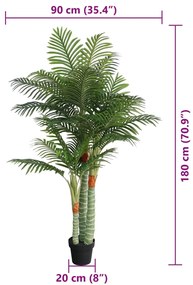 Palmeira artificial com 3 troncos 180 cm PP verde