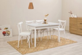 Conjunto de Mesa de Jantar Extensível Oliver – Branco – 120x75x75 cm