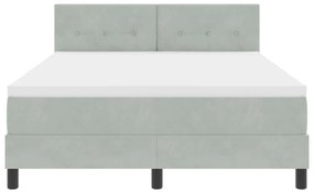 Cama Box com Colchão &amp; Luz LED Cinza Claro 140x200 cm Veludo