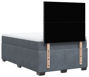 Cama boxspring com colchão 120x190 cm veludo cinzento-escuro