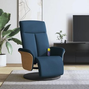 Cadeira de massagens reclinável c/ apoio de pés tecido azul