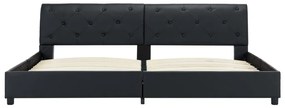 Estrutura de cama 180x200 cm couro artificial preto