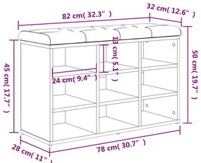 Banco sapateira 82x32x50 cm derivados madeira cinzento cimento