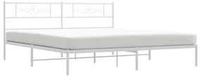 Estrutura de cama com cabeceira 200x200 cm metal branco