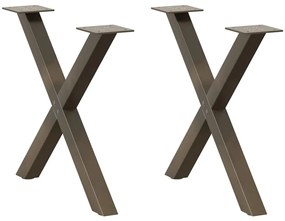Pés para mesa de centro em formato de X, 2 peças, aço natural, 50x(42-