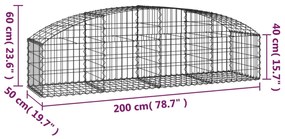 Cesto gabião arqueado 200x50x40/60 cm ferro galvanizado