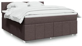 vidaXL Cama com molas/colchão 180x200 cm tecido castanho-escuro